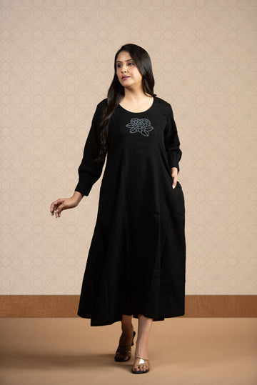 Black Cotton Flex 6 Kali Flair Dress