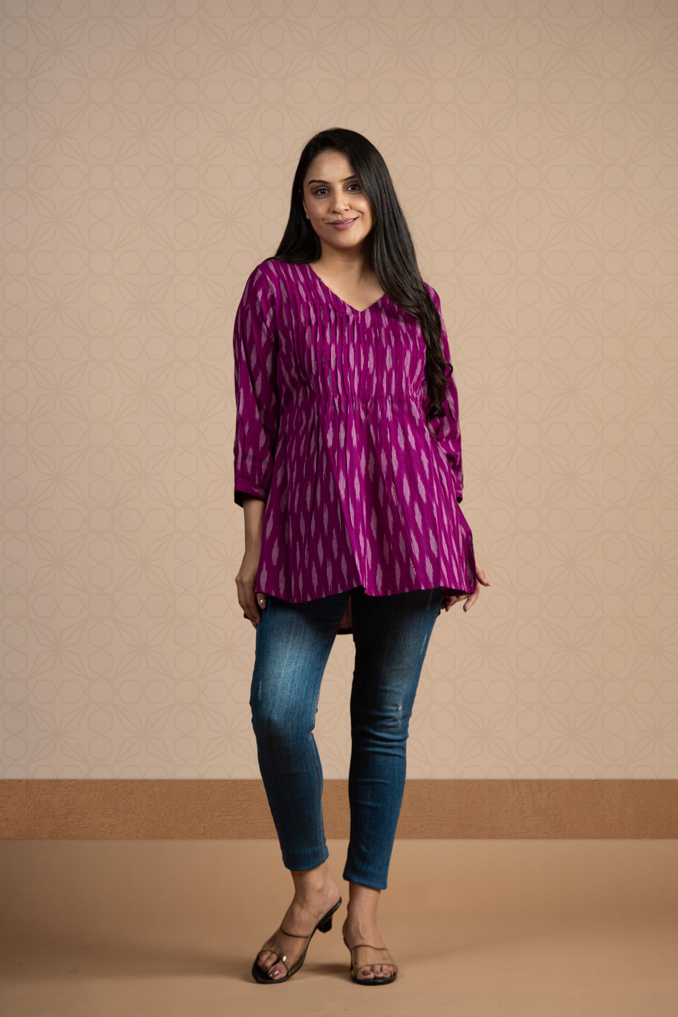 Violet Front Plitted Short Kurti
