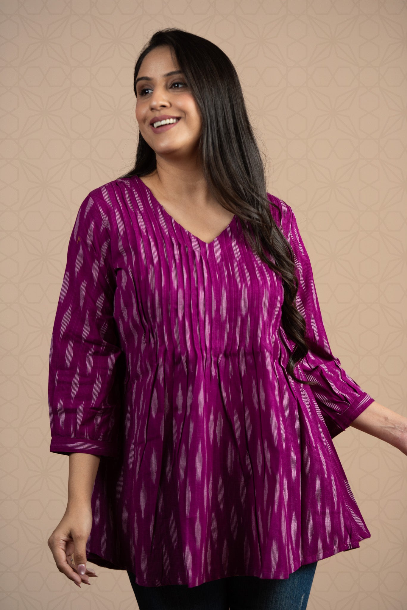 Violet Front Plitted Short Kurti