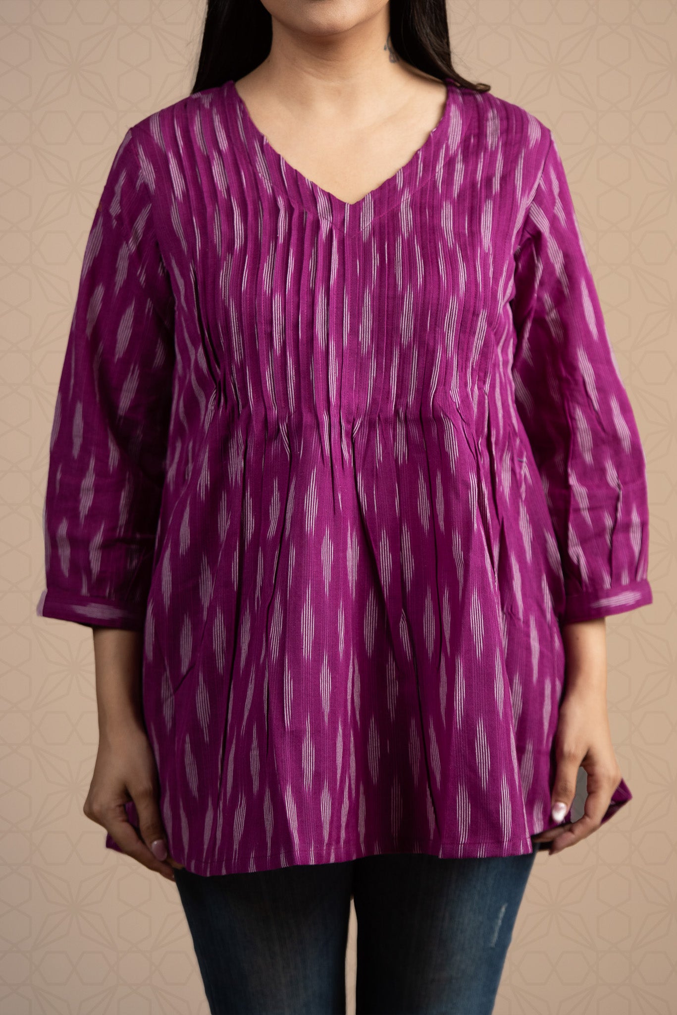 Violet Front Plitted Short Kurti