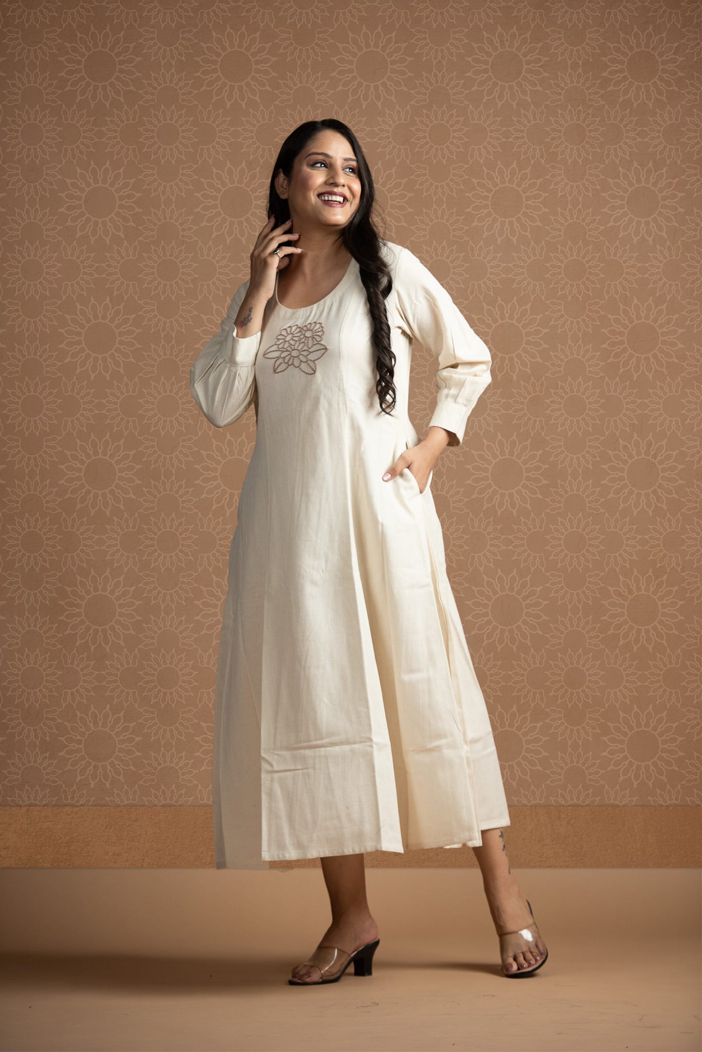 Pearl White Cotton Flex 6 Kali Flair Dress