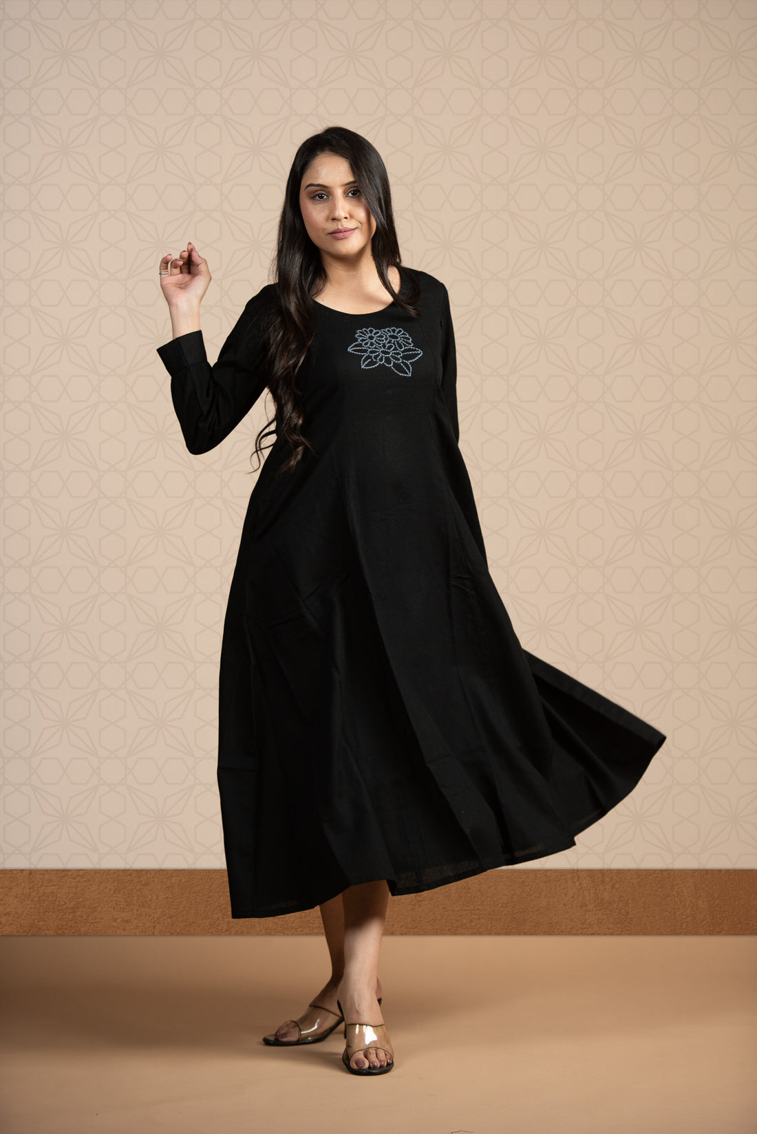 Black Cotton Flex 6 Kali Flair Dress