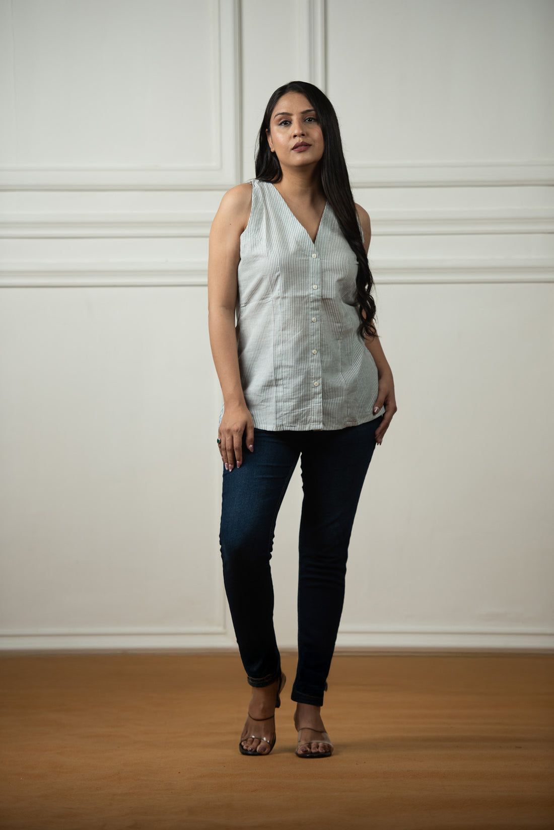 Grey Cotton Lining Haulter Short kurti