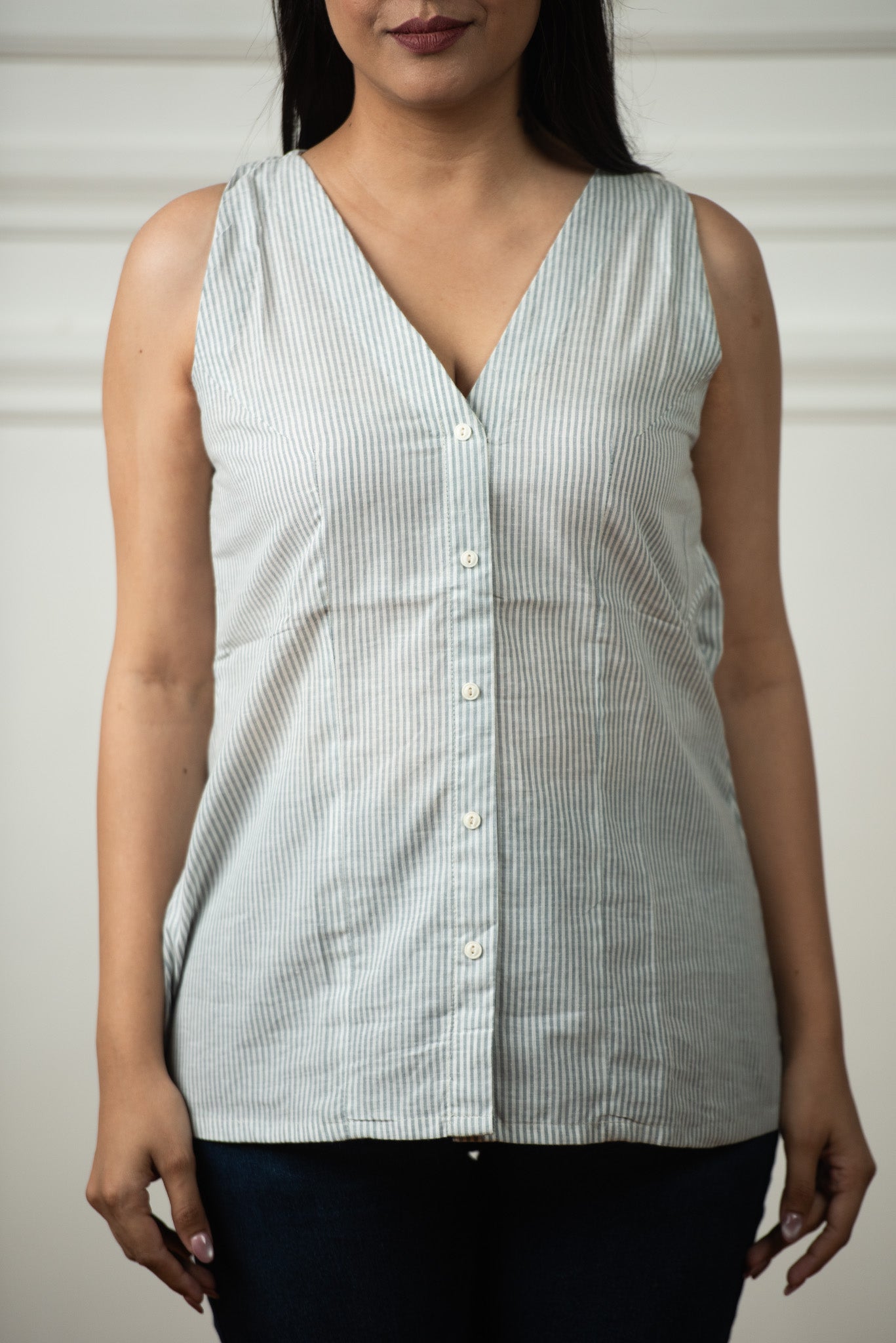 Grey Cotton Lining Haulter Short kurti