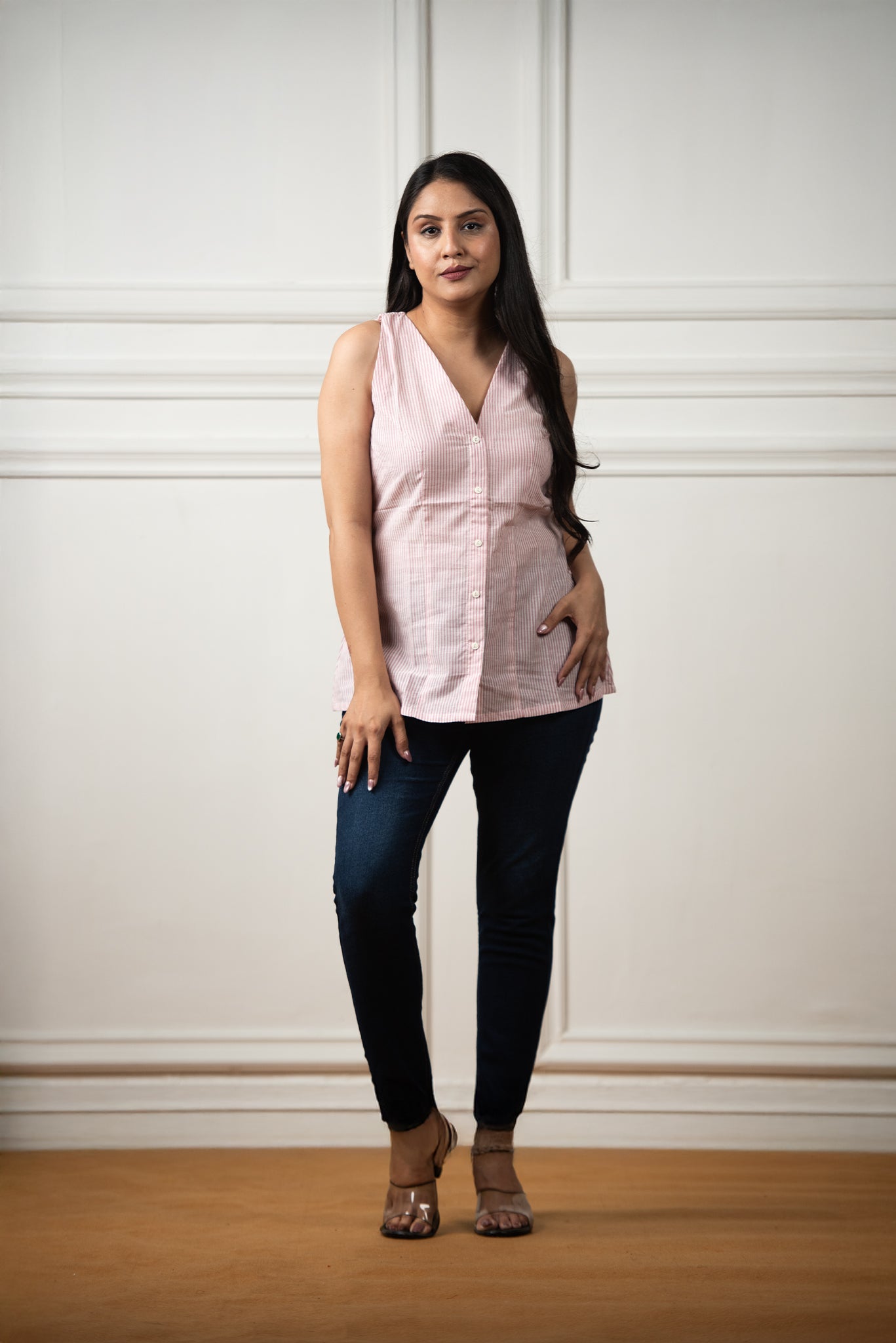 Pink Cotton Lining Haulter Short kurti