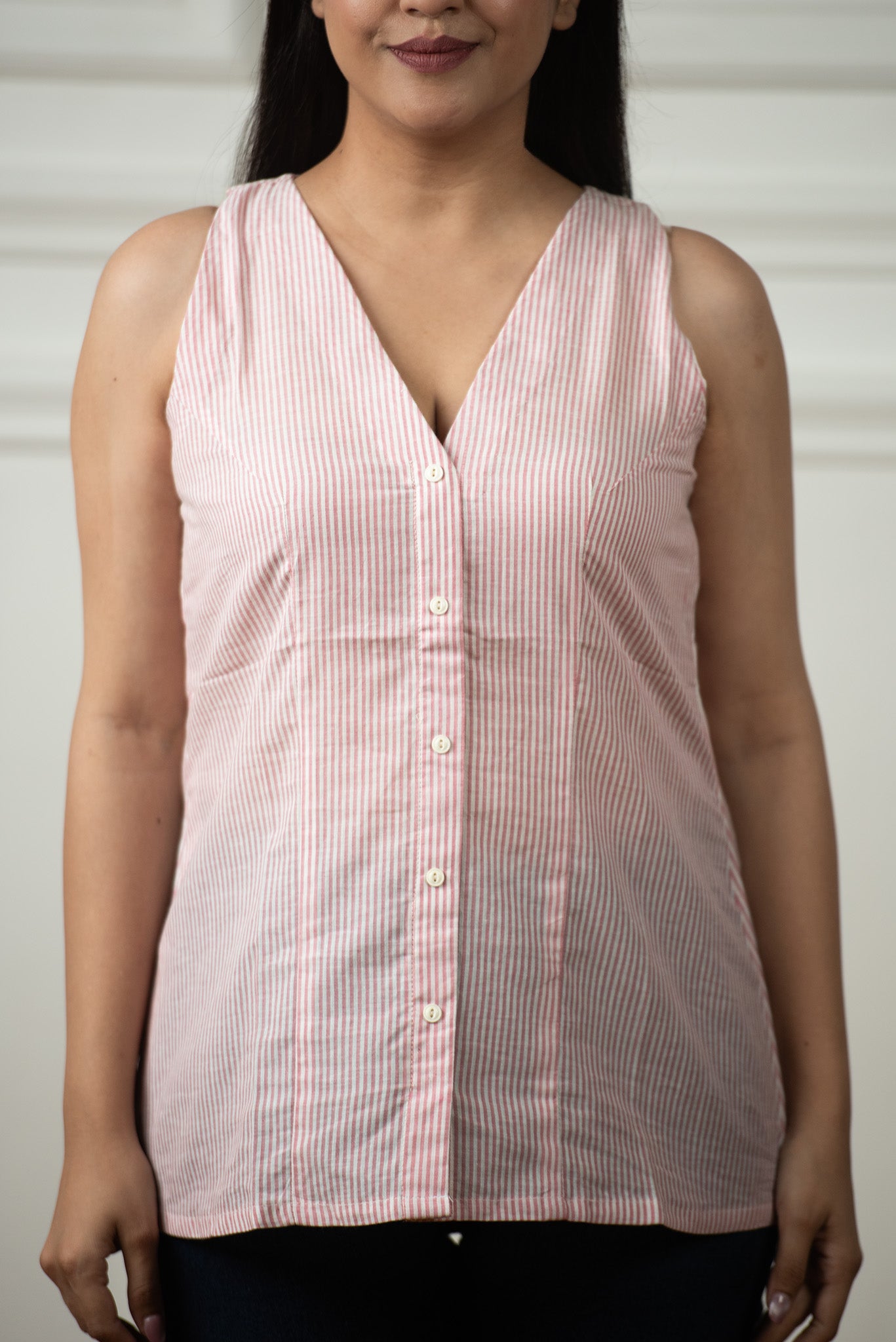 Pink Cotton Lining Haulter Short kurti