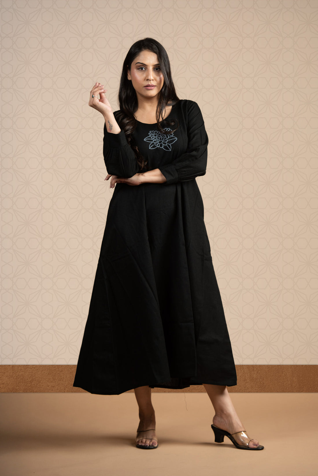 Black Colour 12 Kali haulter Short Kurti