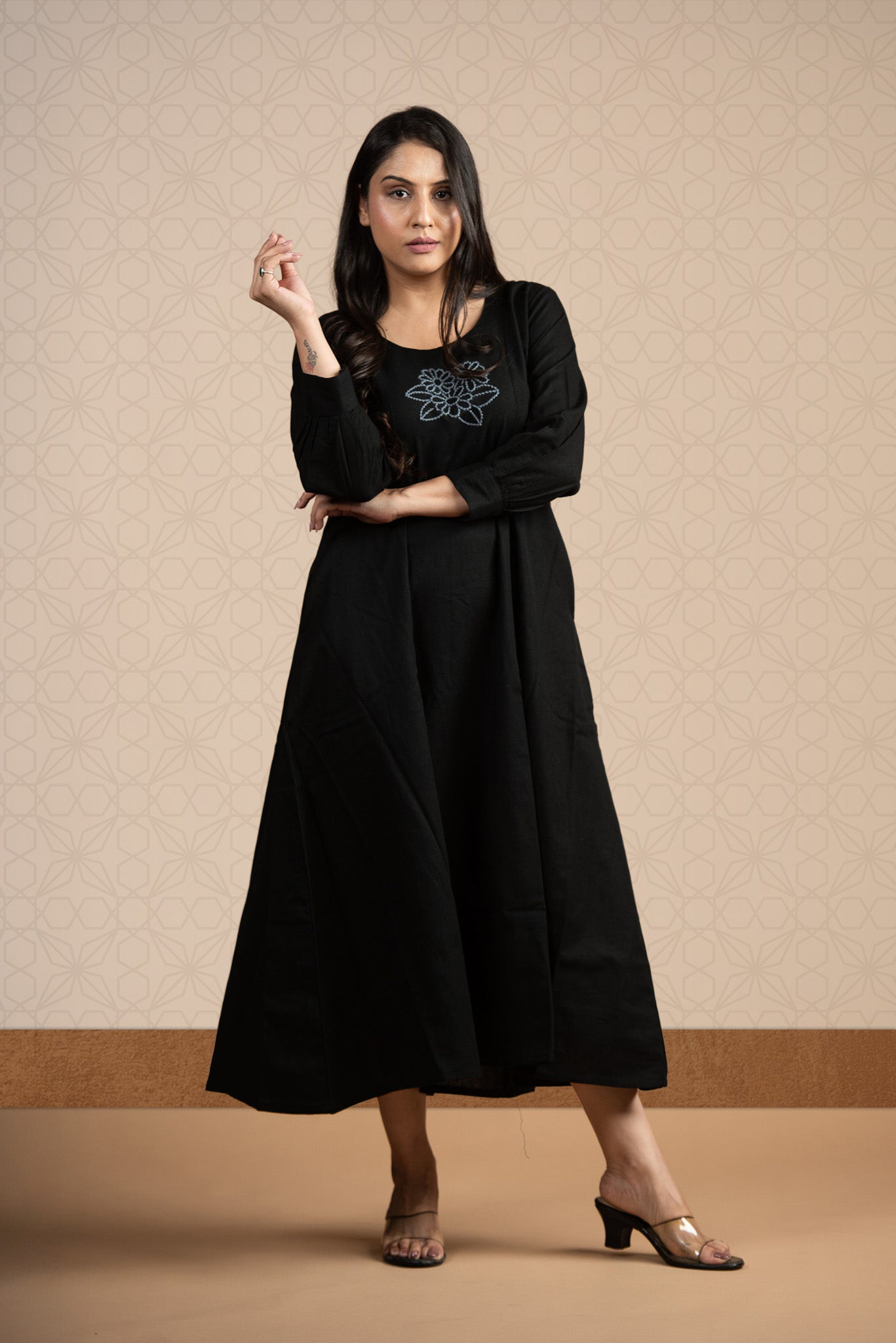 Black Colour 12 Kali haulter Short Kurti