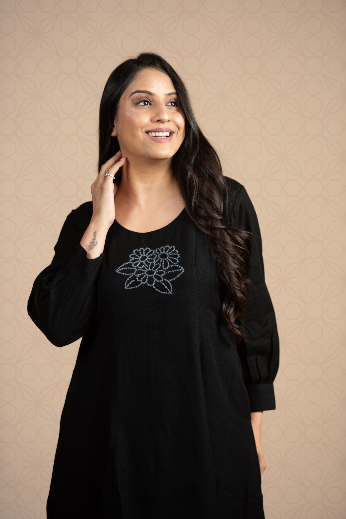 Black Colour 12 Kali haulter Short Kurti