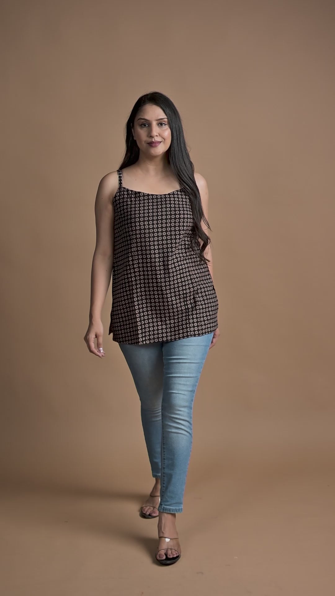 Black Cotton Spaghetti Short Kurti