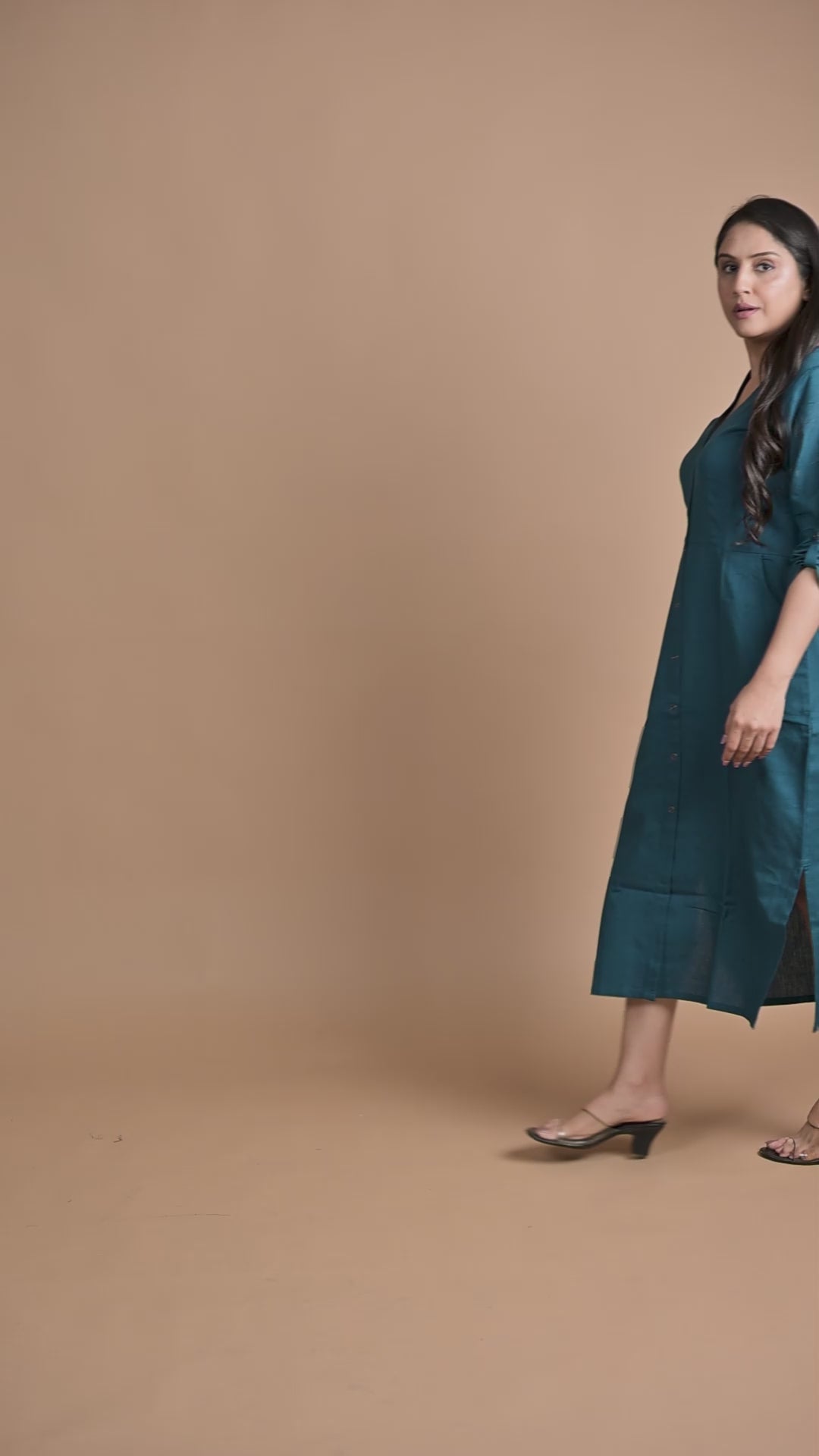 Peacock blue Cotton Flex Front Open Bodycon dress