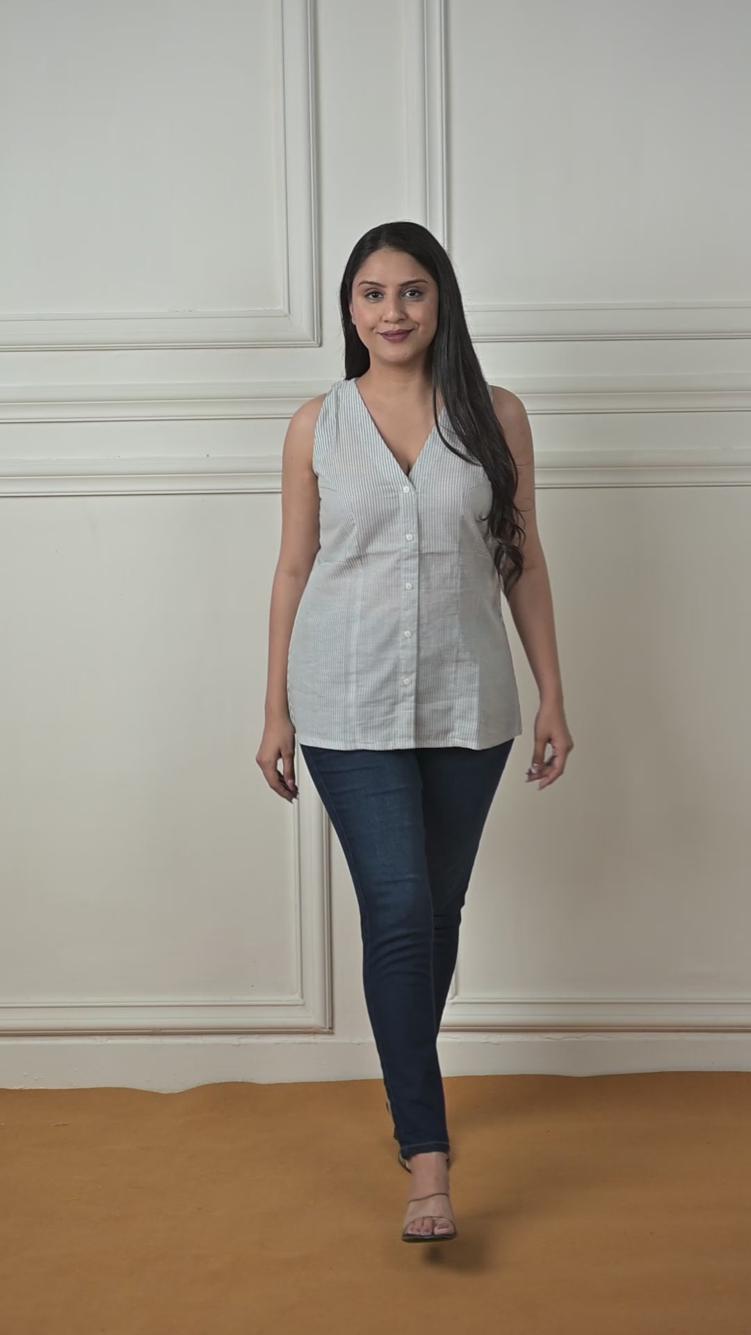 Grey Cotton Lining Haulter Short kurti