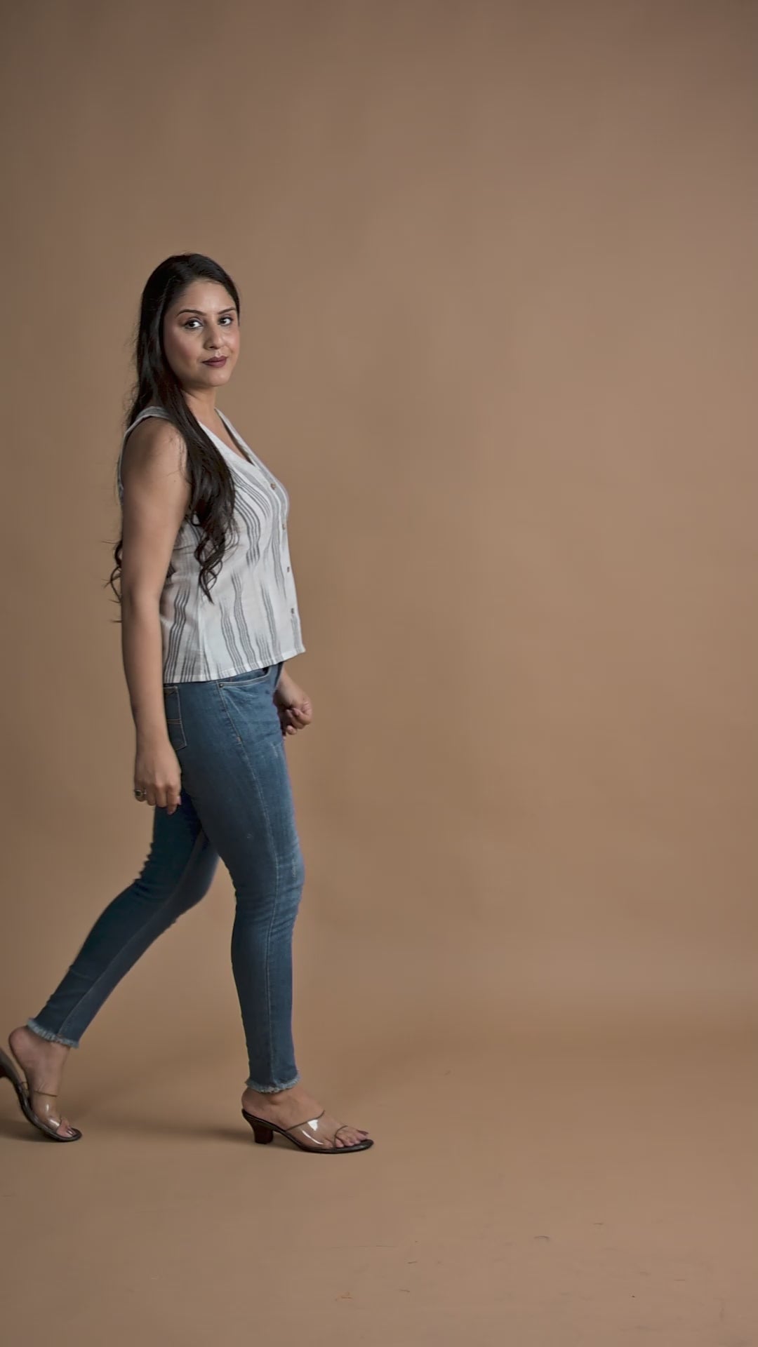 White Ikkat Haulter Front Open Crop top